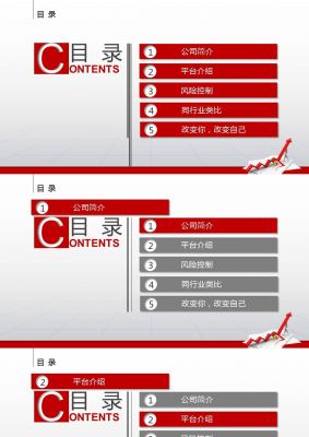 红色大气PPT目录模板