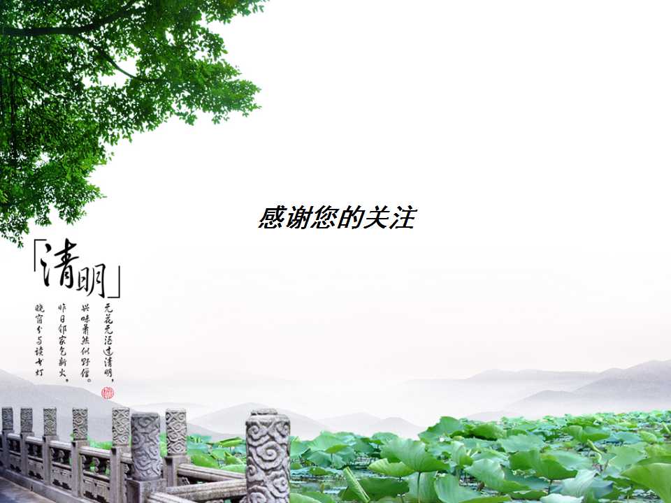 碧叶荷花清明踏青清新PPT模板