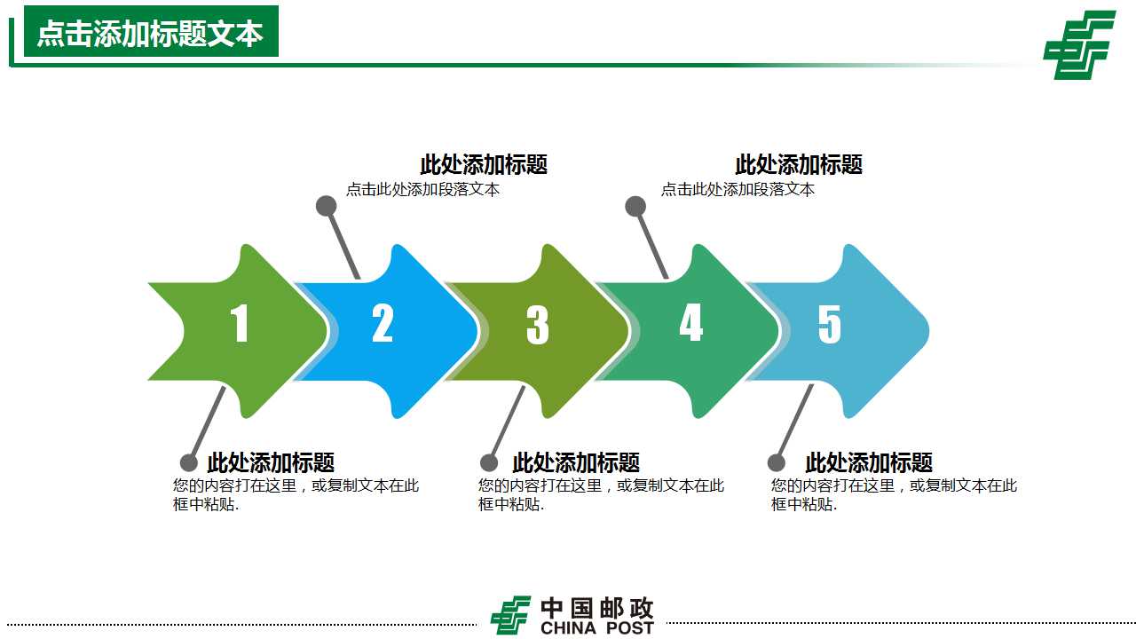 邮政储蓄专用清新PPT模板