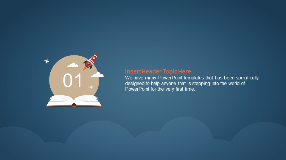 书籍火箭宇宙飞船扁平化动漫PPT模板