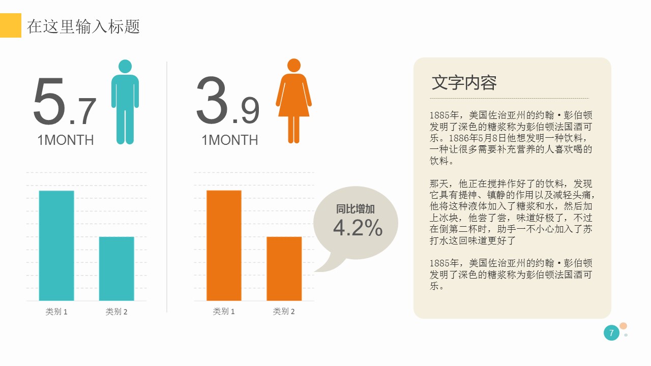 小清新缤纷时光扁平化卡通PPT模板