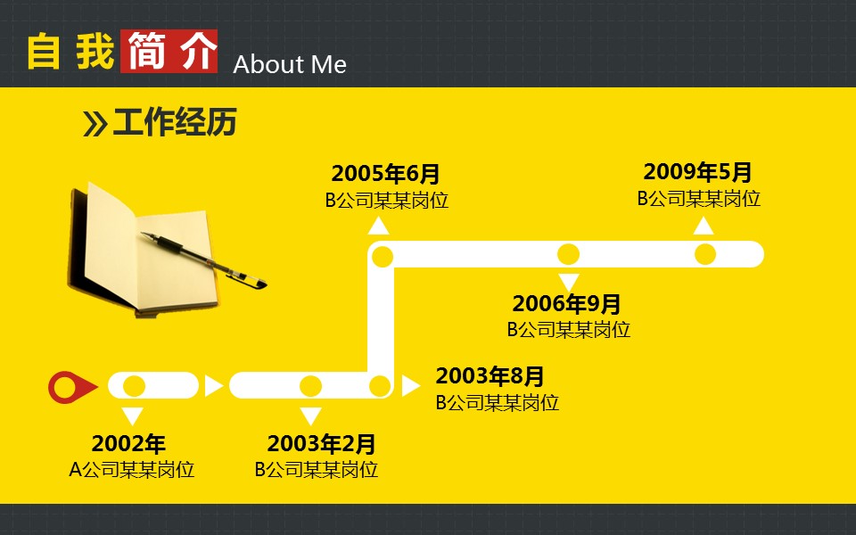 黄灰色拼接座椅封面个人简历PPT模板