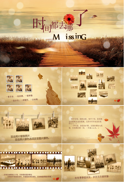 时间都去哪了唯美同学聚会PPT模板