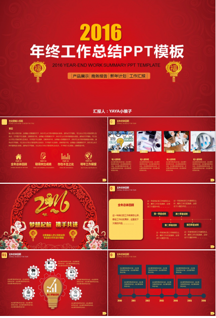 喜庆红色年会年终总结PPT模板