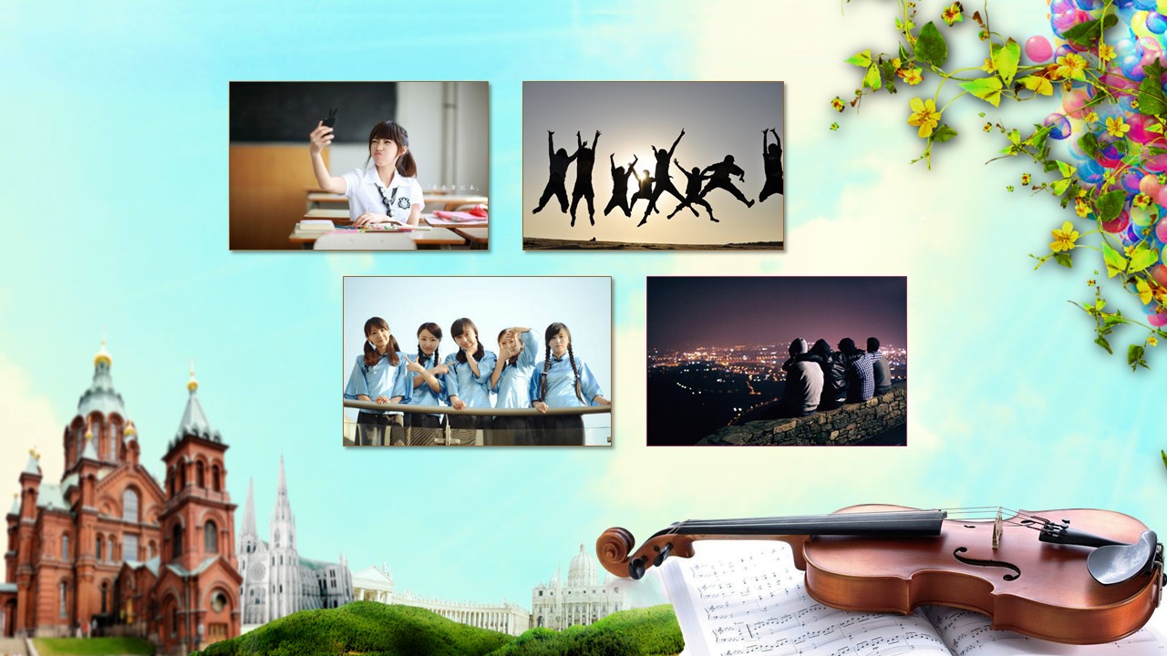 气球飞翔唯美同学聚会毕业聚会PPT模板