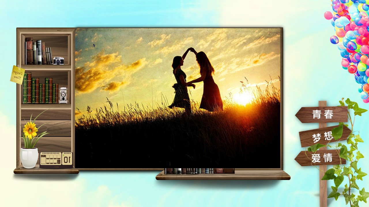 气球飞翔唯美同学聚会毕业聚会PPT模板