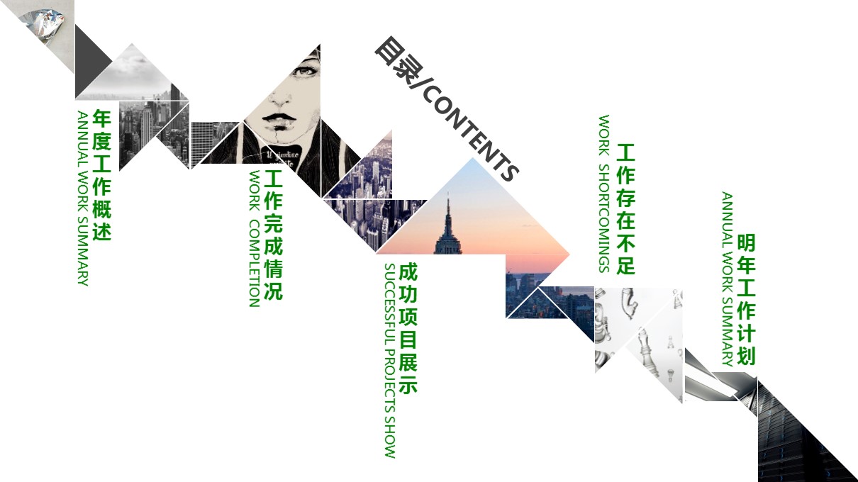 清新绿色简洁年终总结PPT模板