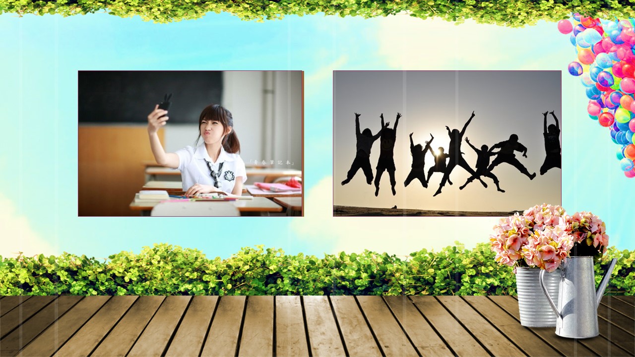 气球飞翔唯美同学聚会毕业聚会PPT模板