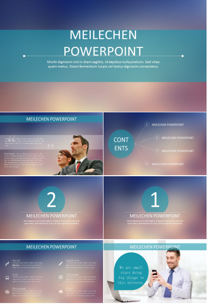 ios风格朦胧渐变色简约创意PPT模板