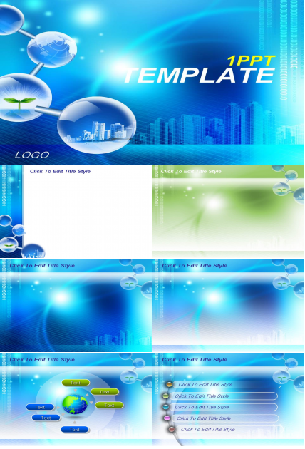 蓝色生物能源科技PPt模板