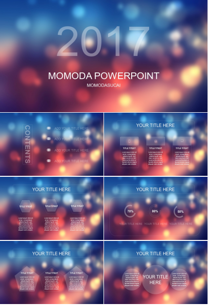 ios风格渐变色星光背景PPT模板