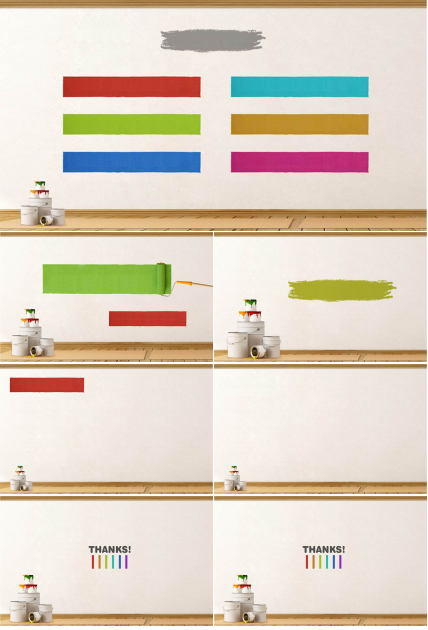 粉刷油漆涂料背景的家居装修PPT模板