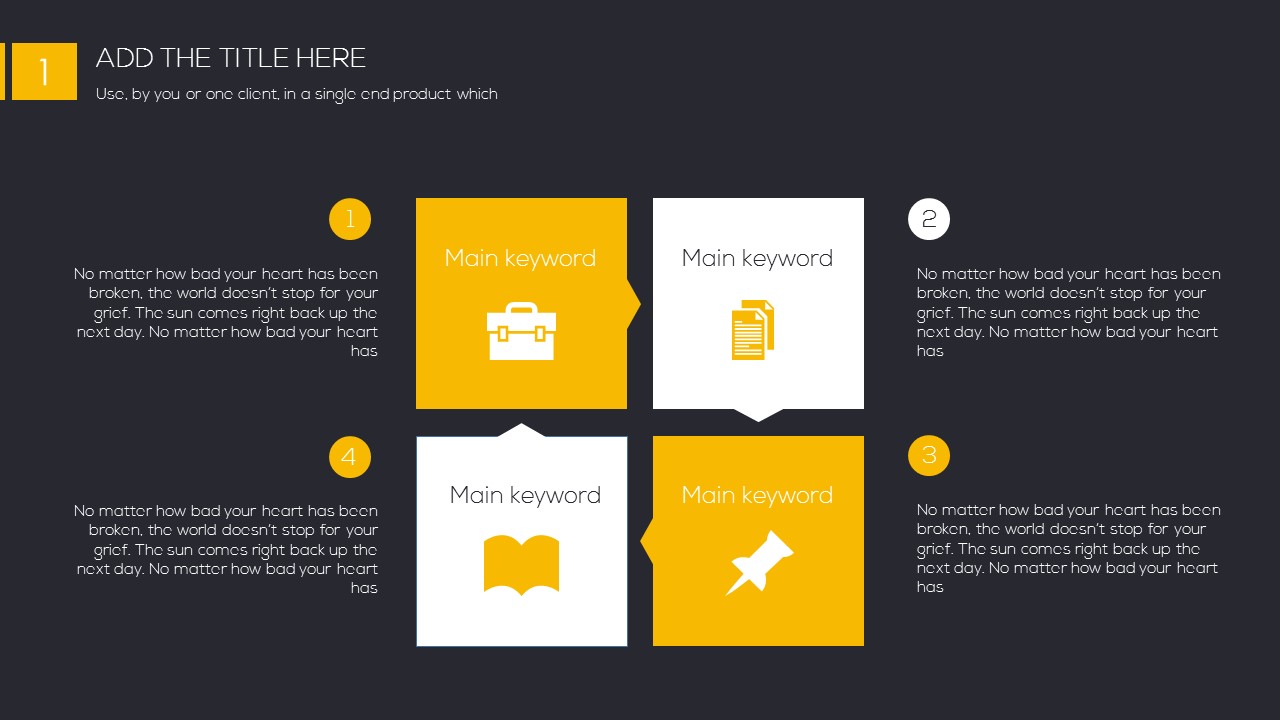 黑色黄色拼接稳重简约企业PPT模板