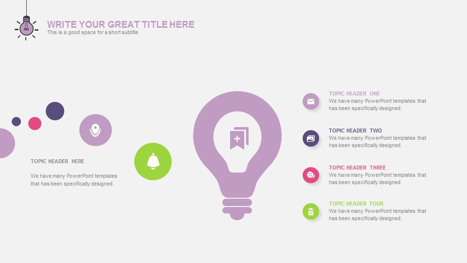 创意彩色灯泡小清新简约工作总结PPT模板