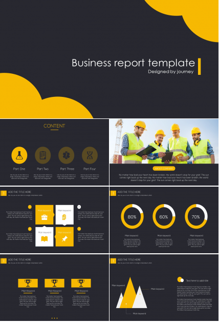 黑色黄色拼接稳重简约企业PPT模板