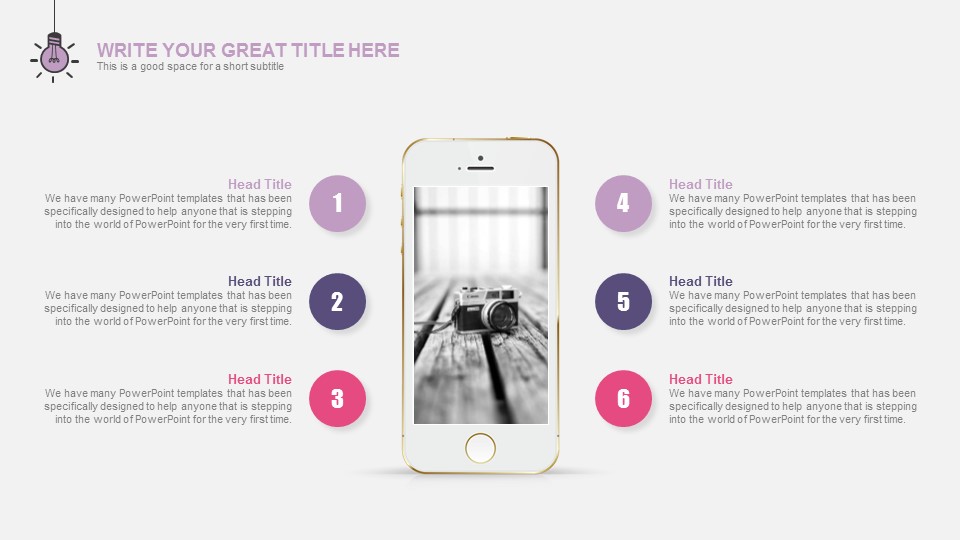 创意彩色灯泡小清新简约工作总结PPT模板