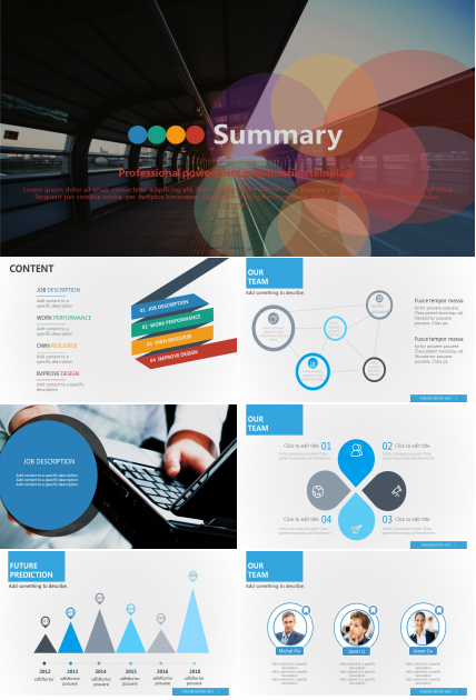 绚丽彩色创意站台商务PPT模板