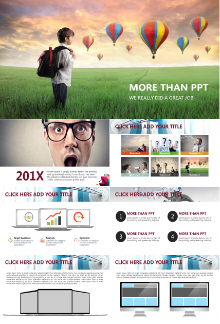 草原热气球小学生创意教育PPT模板