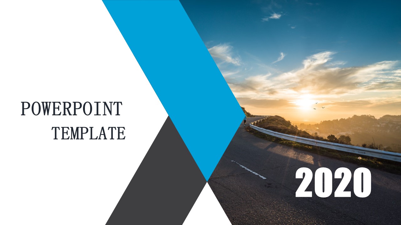 朝阳延伸的马路唯美简洁精品PPT模板