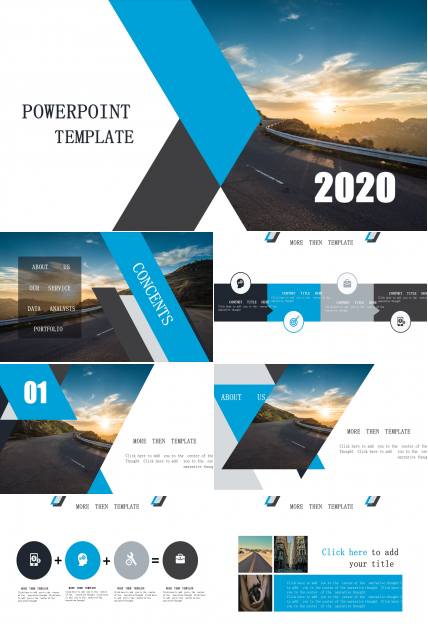 朝阳延伸的马路唯美简洁精品PPT模板