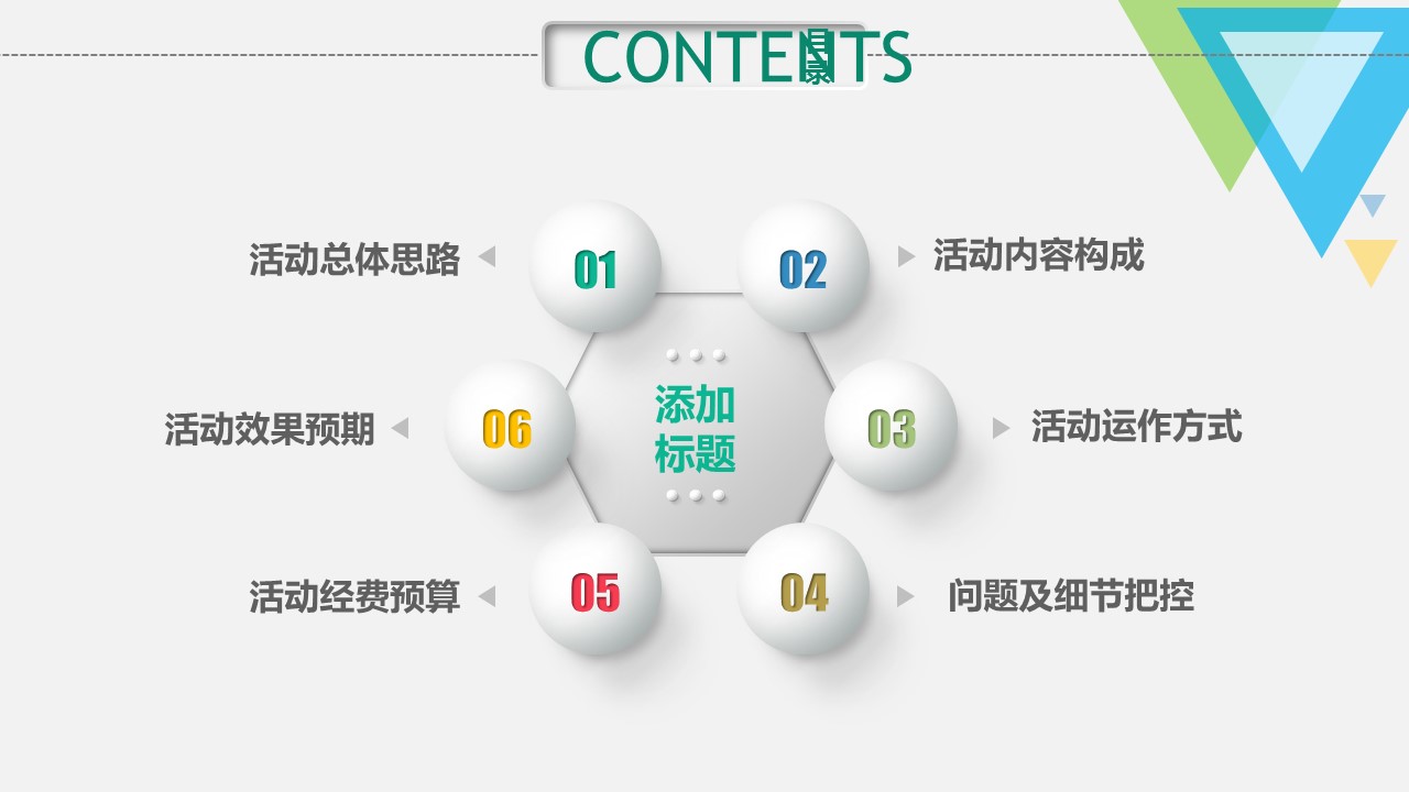 扁平化小清新三角形活动策划书PPT模板