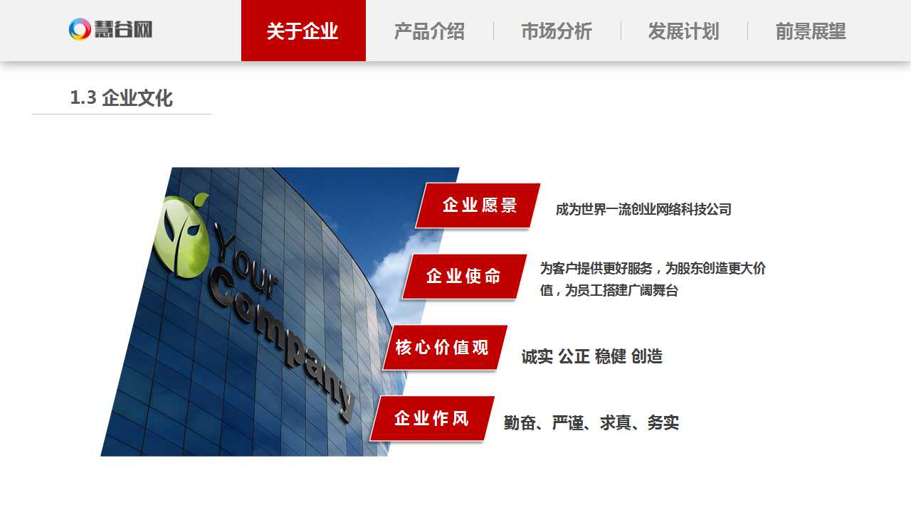 红白色封面简洁实用公司简介PPT模板