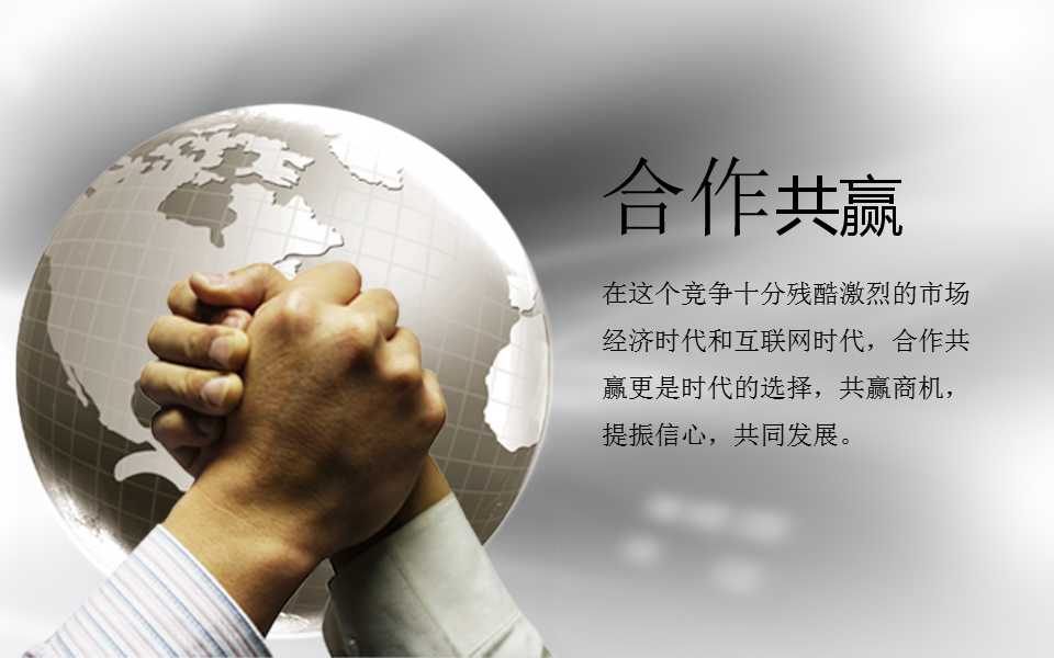 合作共赢商务人士地球灰色企业通用PPT模板