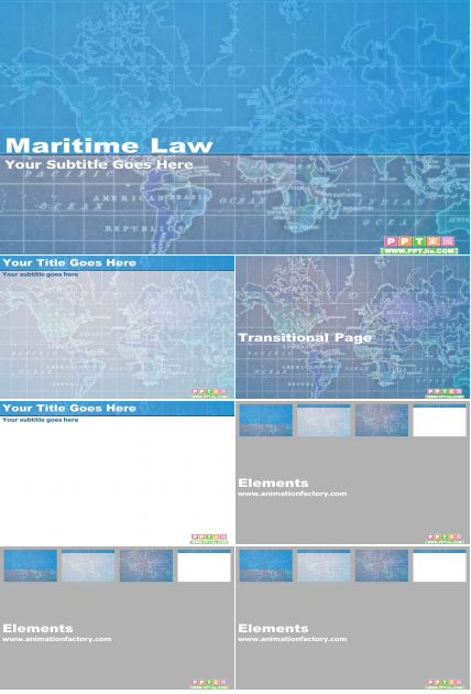 小学PPT模板——沿海地图