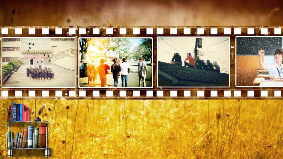 复古老照片落叶操场致青春PPT模板