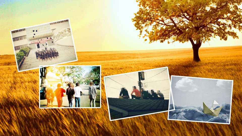 复古老照片落叶操场致青春PPT模板