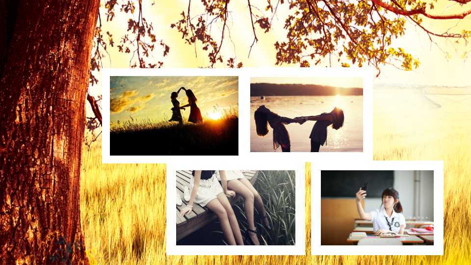 复古老照片落叶操场致青春PPT模板