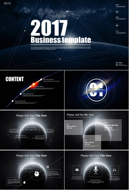 宇宙太空背景商务报告工作PPT模板