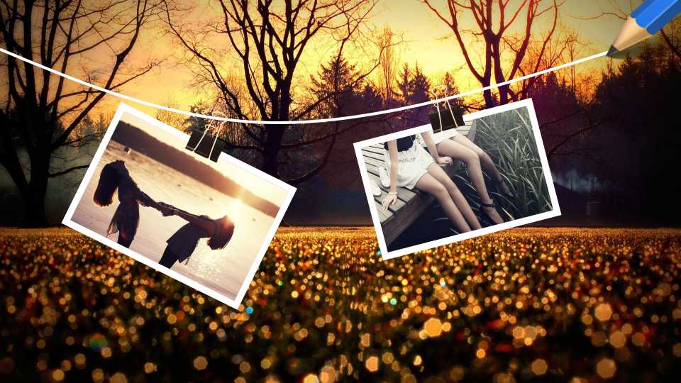 复古老照片落叶操场致青春PPT模板