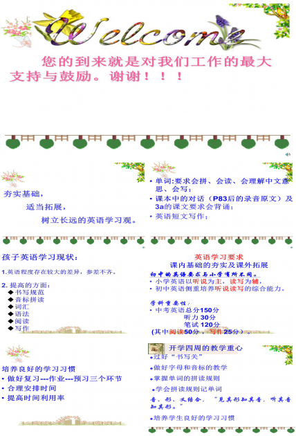 初三英语家长会英语教师发言稿ppt模板