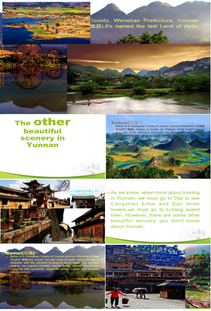 云南旅游英语ppt模板