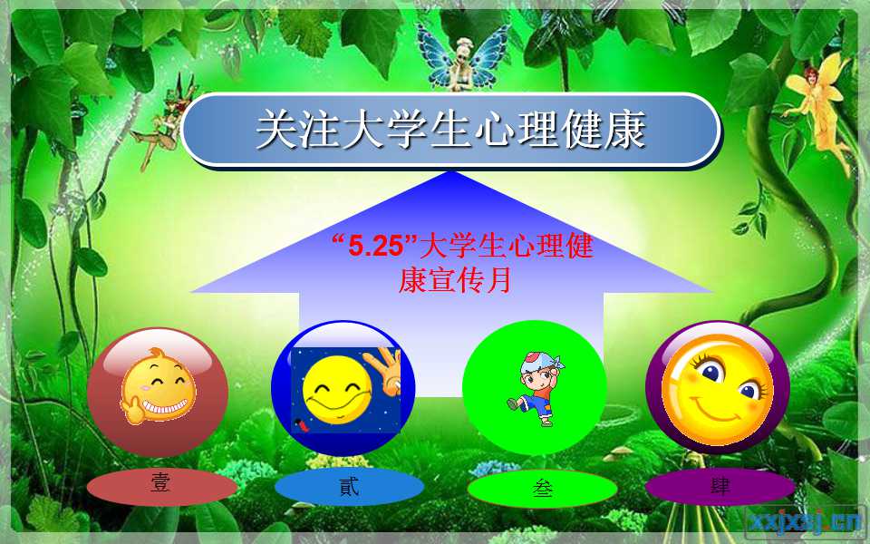 大学生心理健康PPT模板下载（卡通背景）