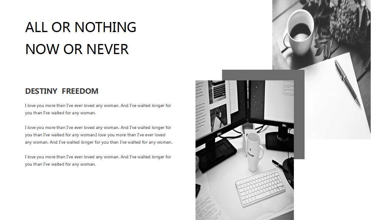 黑白文艺素雅创意设计PPT模板