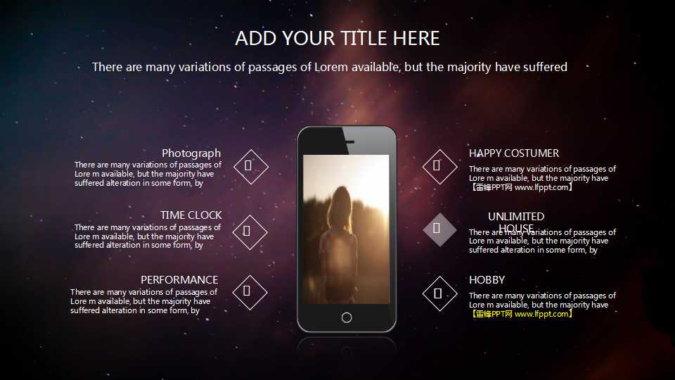 炫酷星空紫色梦幻ios风格精品商务PPT模板