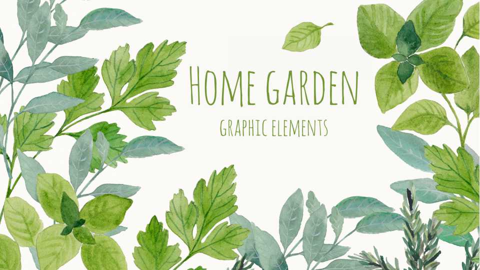 绿色叶子清新动态水彩清爽PPT模板