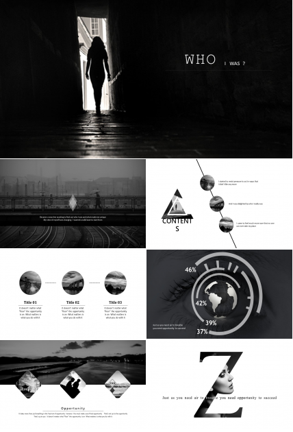 时尚杂志风黑白简约国外PPT模板