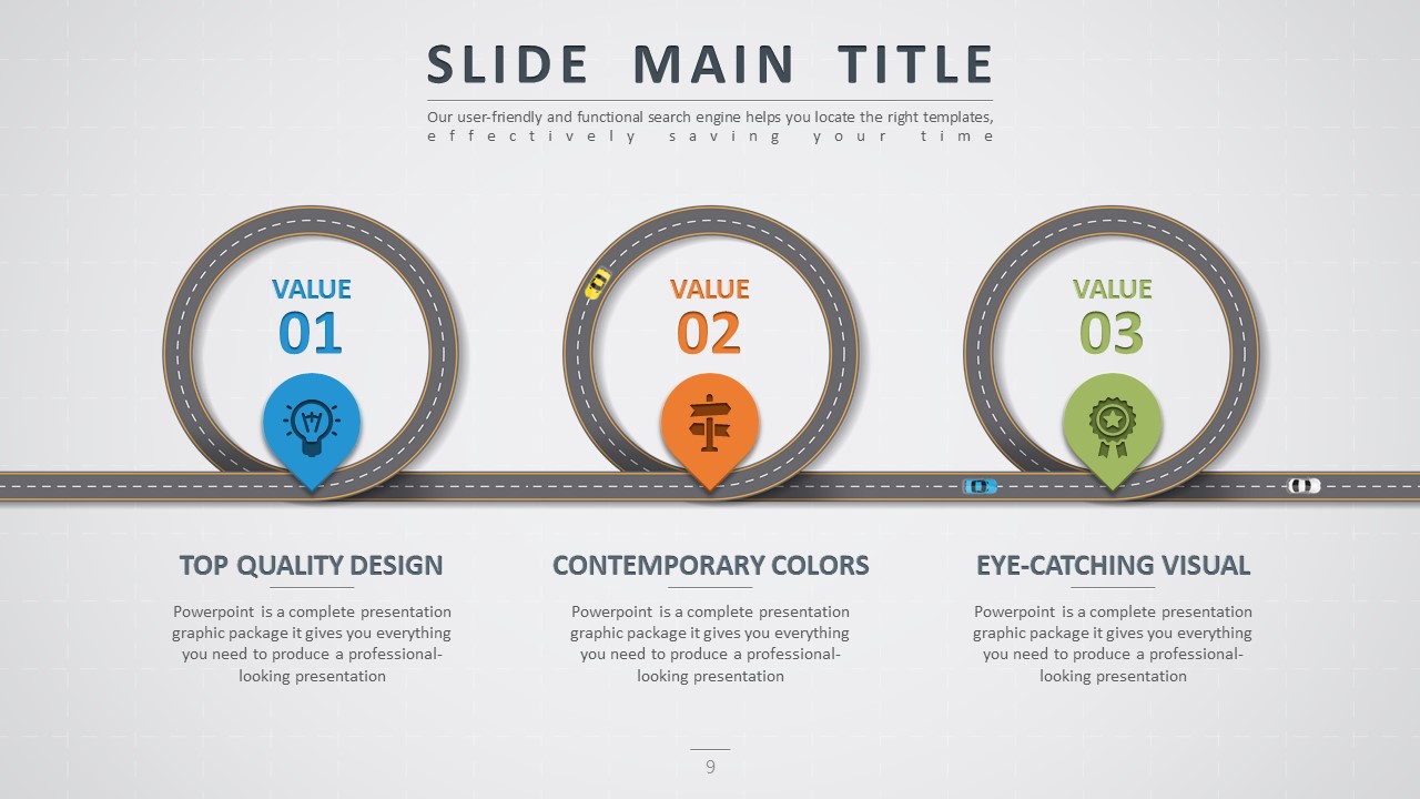 创意卡通公路主题设计PPT模板
