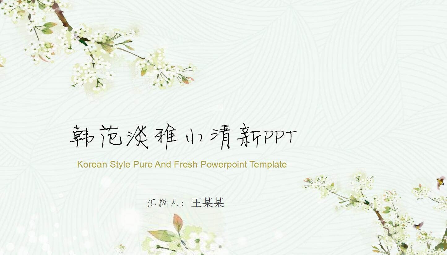 韩范淡雅小清新ppt模板
