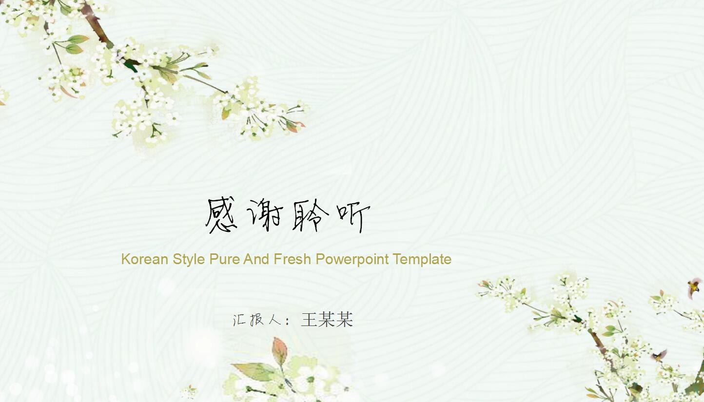 韩范淡雅小清新ppt模板