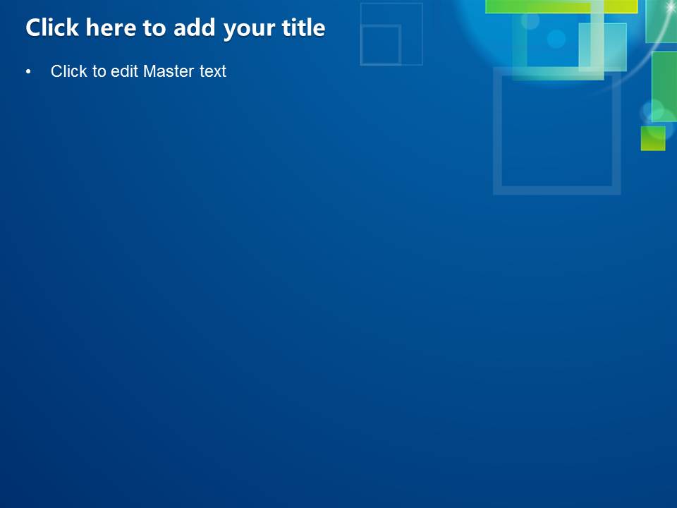 蓝色背景绿色方块叠加的科技感ppt模板