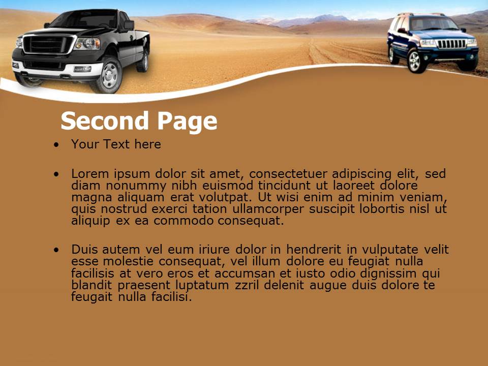 皮卡车与越野车背景的汽车ppt模板