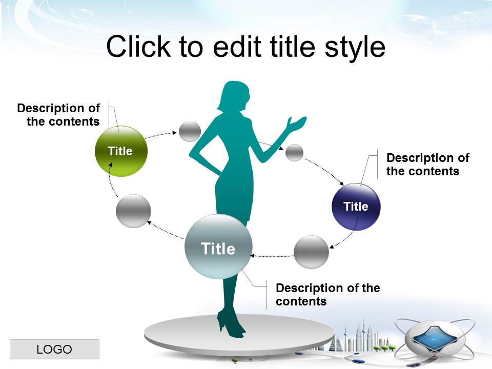 淡雅上扬箭头和地球背景的商务科技PPT模板