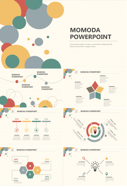 彩色圆圈简约通用ppt模板