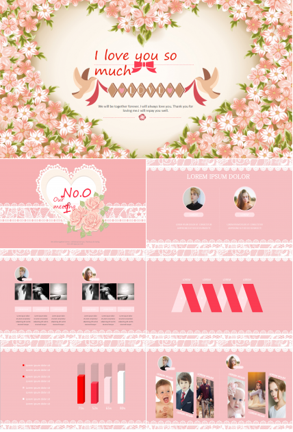 粉色浪漫爱情背景PPT模板