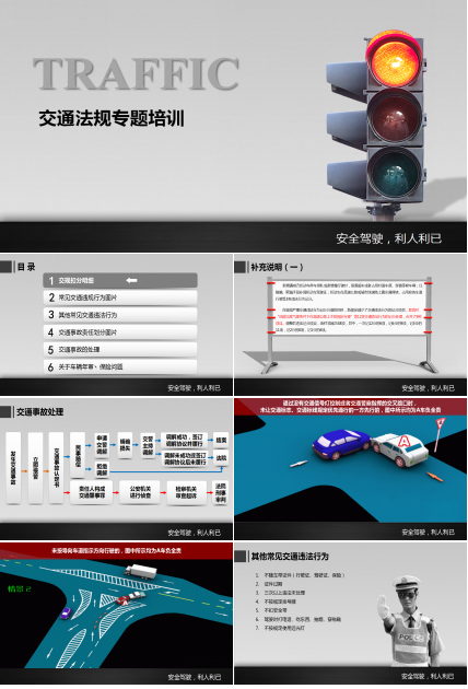 深色系列交通安全知识培训ppt模板