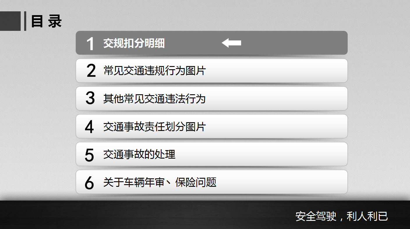 深色系列交通安全知识培训ppt模板